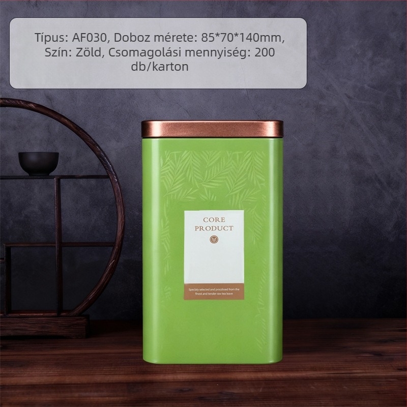 125 g négyszögletes fémdoboz teához, fekete és zöld tea, UV nyomtatás