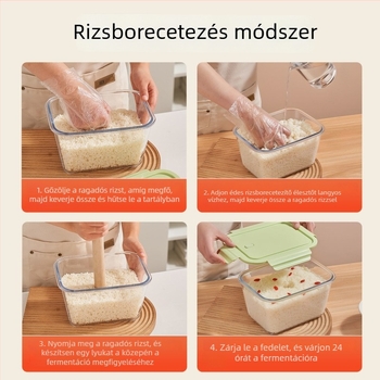 Rizsfermentációs üveg fedővel – zárható, boroszilikát üveg, nagy kapacitás