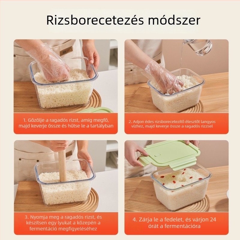 Rizsfermentációs üveg fedővel – zárható, boroszilikát üveg, nagy kapacitás