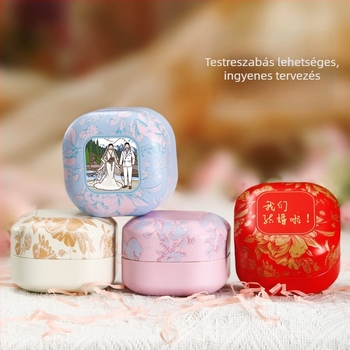 Új kerek fémdoboz teához camellia mintával, teásdoboz és bonbon-doboz