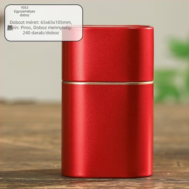 Hordozható teásdoboz, 50 g Jin Junmei tea, zárható négyzet alakú, matt felület, egyszínű dizájn