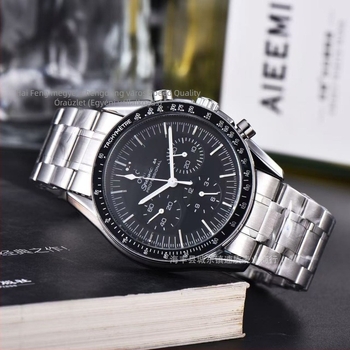 Férfiak számára készült multifunkciós kvarc karóra, 46 mm-es számlappal, rozsdamentes acél tokkal és szíjjal, modell 12212, 2025 tavasz