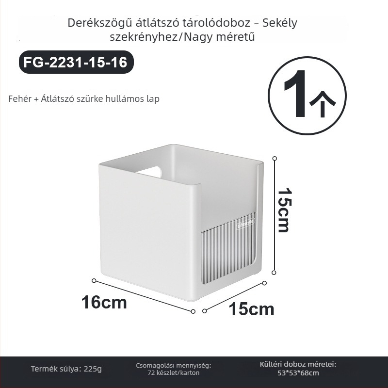 Derékszögű tároló doboz, rakható, műanyag, konyhához és otthonhoz