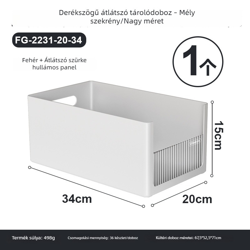 Derékszögű tároló doboz, rakható, műanyag, konyhához és otthonhoz