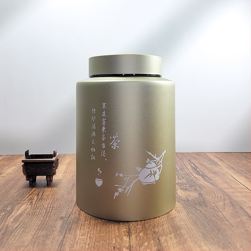 Rozsdamentes acél teás tároló doboz, nagy méretű, fekete és oolong tea számára, irodai használatra, zárható, nedvességálló