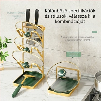 Fali fedőállvány – fúrás nélküli szerelés, konyhai tároló fedők, vágódeszkák és edények számára