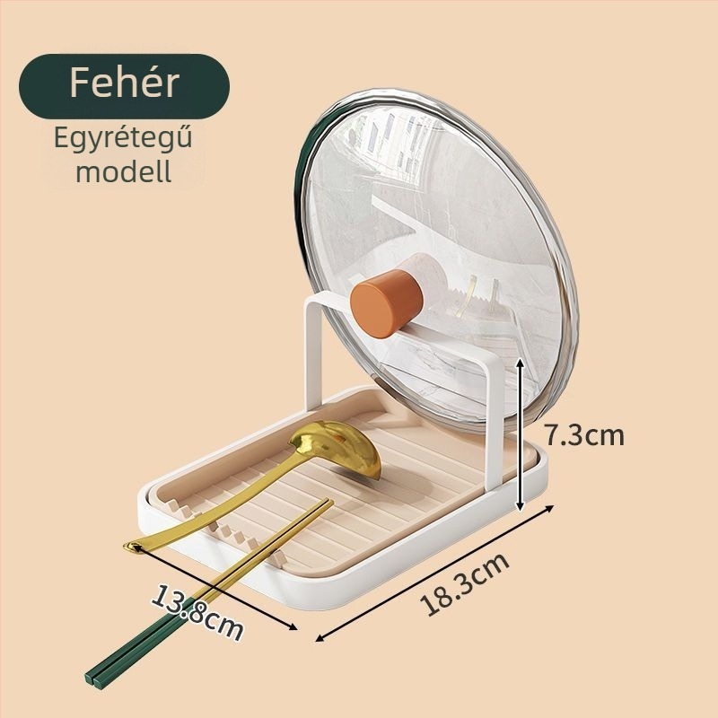 Fali fedőállvány – fúrás nélküli szerelés, konyhai tároló fedők, vágódeszkák és edények számára