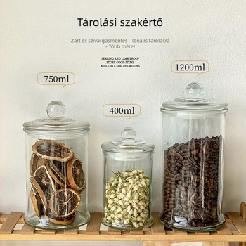 Zárható üvegtárolóedény, élelmiszer-minőségű, kávébabok, nassolnivalók és kekszek tárolására