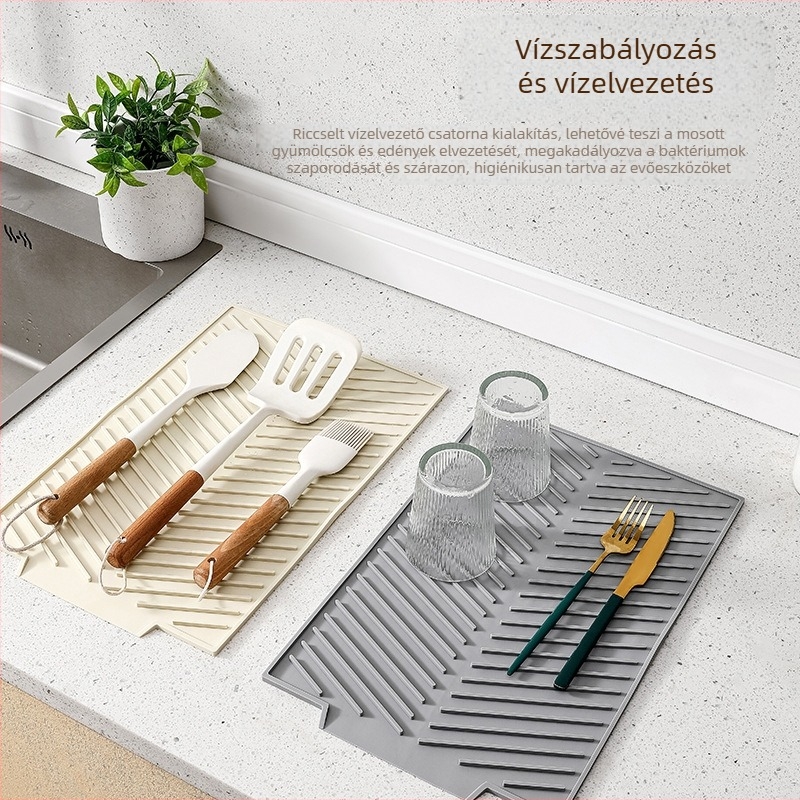 Szilikon szárítómat a konyhapultokhoz, csúszásmentes mosogató alátét, szárítóállvány, modern minimalist dizájn