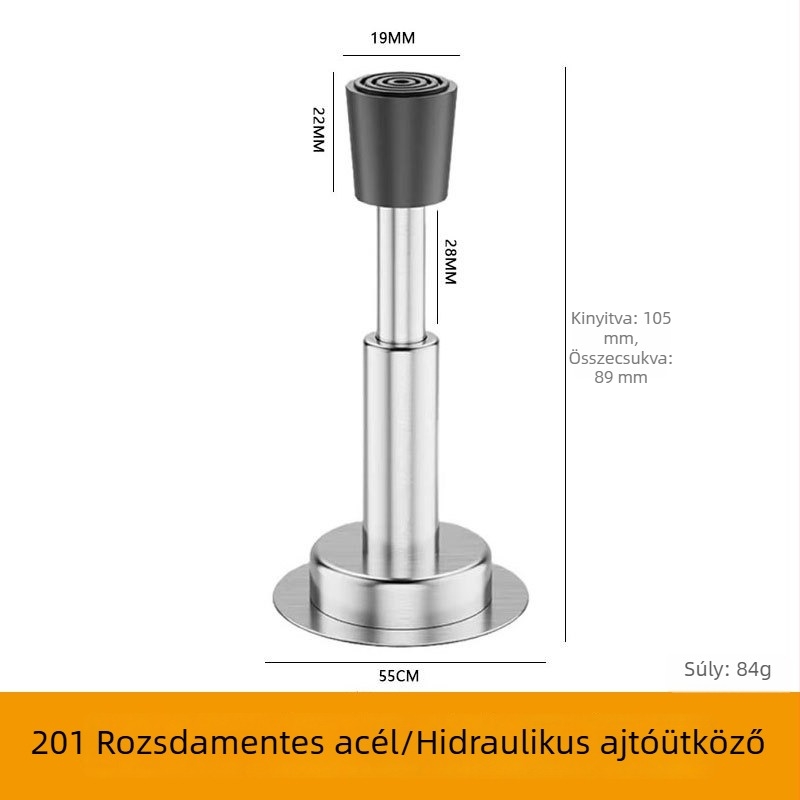 Fúrás nélküli hidraulikus ajtó felső ütéscsillapító, fürdőszobai, teleszkópos rozsdamentes acél-gumi buffer üvegajtókhoz, ütközésgátló