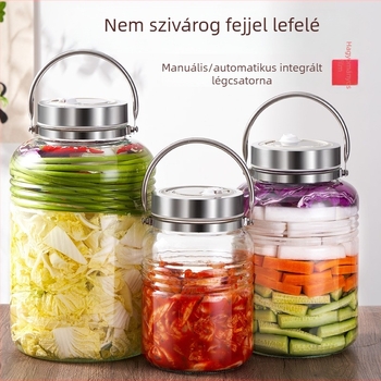 Üvegből készült savanyúságos befőttesüveg, nagy kapacitású, széles nyílású, 3000 ml