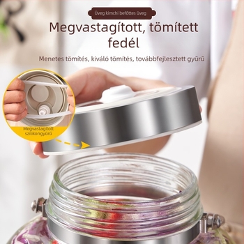 Üvegből készült savanyúságos befőttesüveg, nagy kapacitású, széles nyílású, 3000 ml