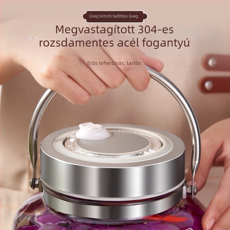 Üvegből készült savanyúságos befőttesüveg, nagy kapacitású, széles nyílású, 3000 ml