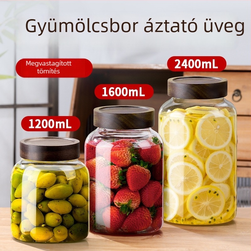 Zárható üvegből készült gyümölcsboros üveg, nagy tartály, házi bor készítéséhez, zöld szilvából készült borosüveg, vastag üvegű savanyúságos üveg
