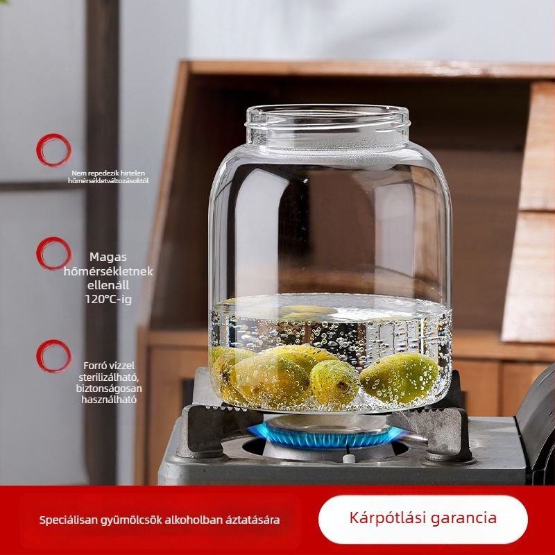 Zárható üvegből készült gyümölcsboros üveg, nagy tartály, házi bor készítéséhez, zöld szilvából készült borosüveg, vastag üvegű savanyúságos üveg