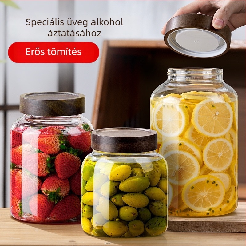 Zárható üvegből készült gyümölcsboros üveg, nagy tartály, házi bor készítéséhez, zöld szilvából készült borosüveg, vastag üvegű savanyúságos üveg