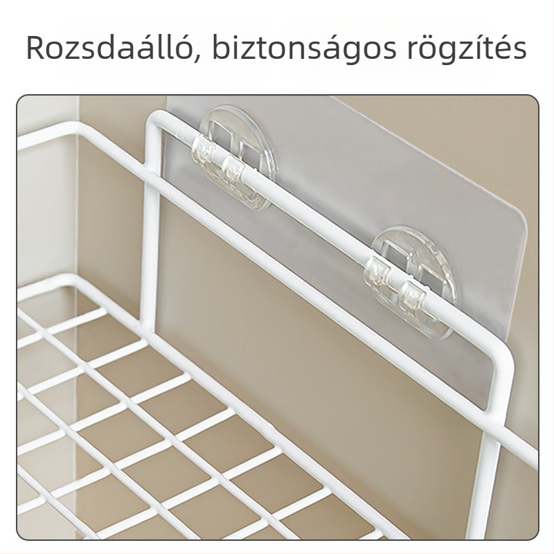 Háromszög alakú falra szerelhető tároló polc fürdőszobába, WC-be és konyhába