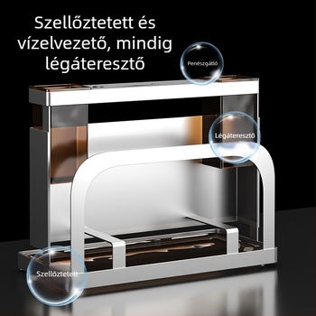 304 rozsdamentes acél falra szerelhető kés-állvány integrált vágódeszkával és evőpálcikákkal