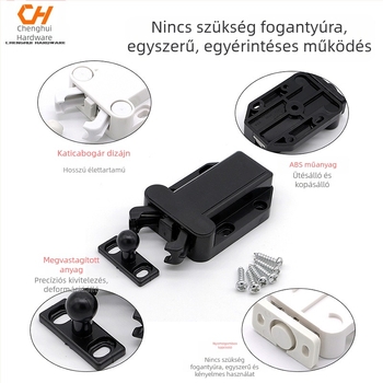 XY-WA Gyöngyös ajtóstop, automatikus visszapattanás és önzáró mechanizmus, szívókoronggal