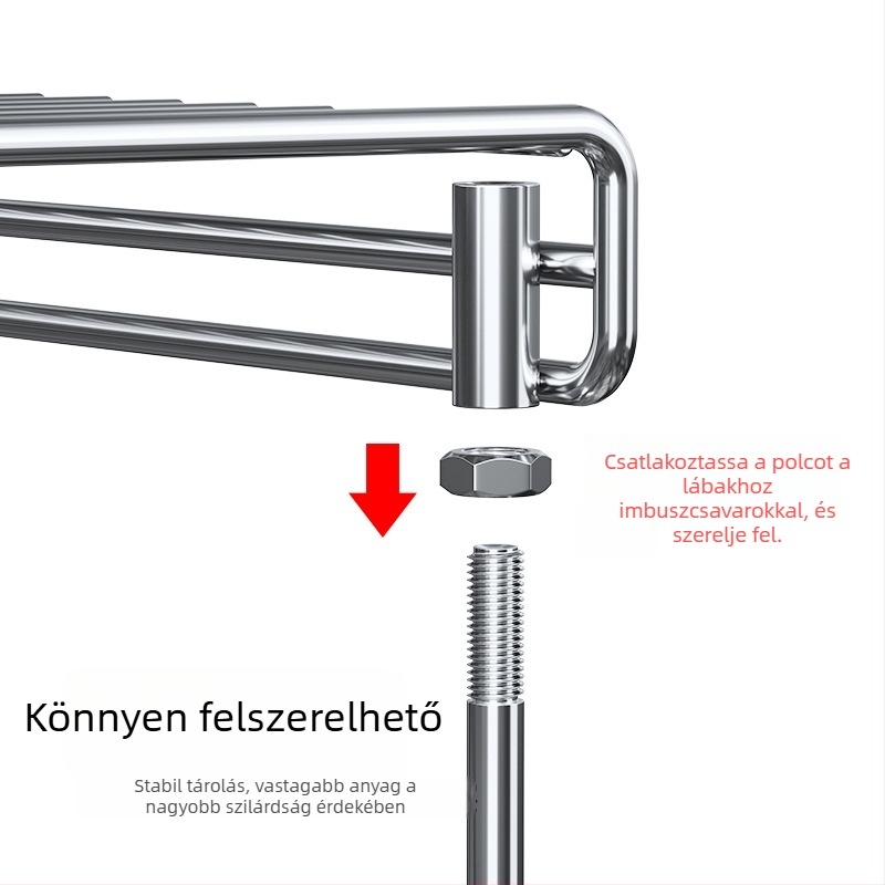 Rozsdamentes acélból készült konyhai állvány mikrohullámú sütőhöz és sütőhöz, pult melletti rizsfőző tárolóval