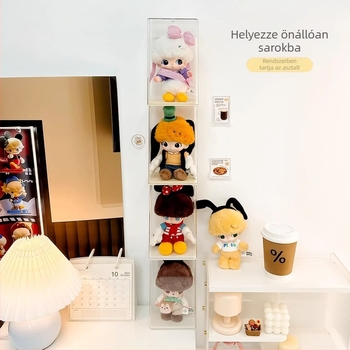 Bubble Mart Dimoo Disney vinil figurák tároló- és kiállító doboza átlátszó porvédővel és rakható állvánnyal