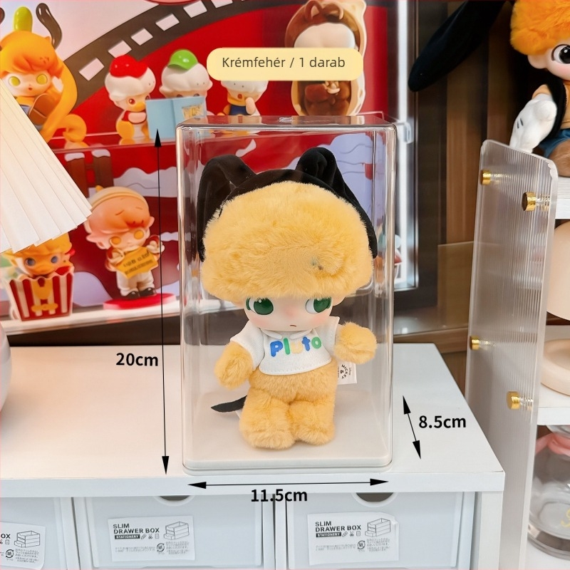 Bubble Mart Dimoo Disney vinil figurák tároló- és kiállító doboza átlátszó porvédővel és rakható állvánnyal