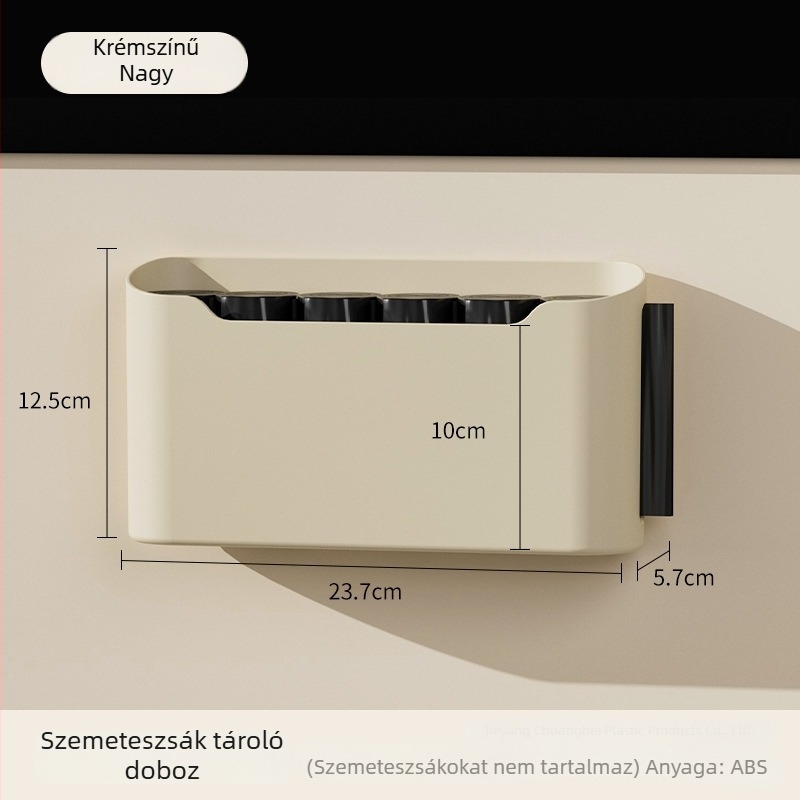 Nagy kapacitású falra szerelhető zacskótároló szemeteszsákokhoz, a konyhaajtóhoz, műanyagból