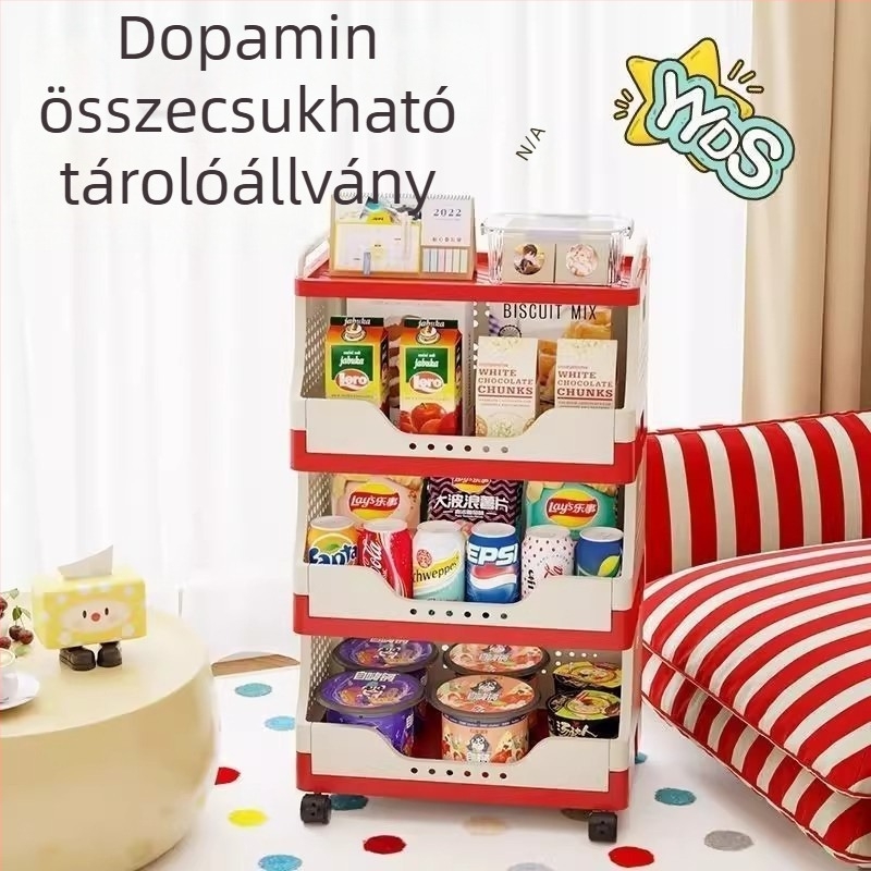 Dopamine Snack tároló kocsi, többrétegű padlón álló rendező kerékkel