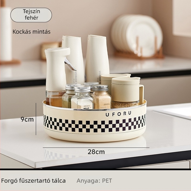 Konyhai forgó fűszertároló állvány forgó tállal