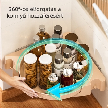Fúrás nélküli konyhai fűszerező forgó sarok, falra szerelhető, 360°-os forgatható, fürdőszoba és konyha