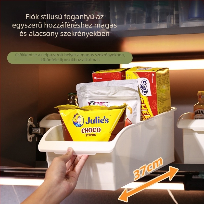 Konyhaszekrényhez szánt fiókos tároló doboz, nagy kapacitású, többfunkciós szervező