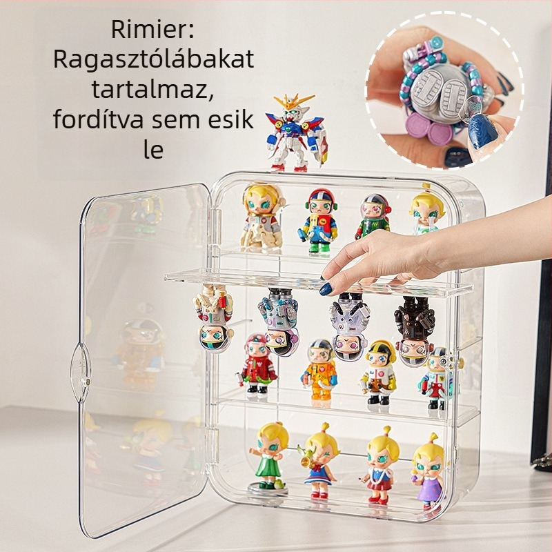 Fali, átlátszó akril vitrínia figurák és LEGO számára, porvédett, 18 L kapacitás