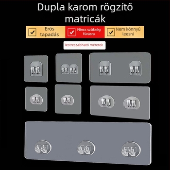 Átlátszó, fúrás nélküli falra szerelhető fürdőszobai tároló polc kampókkal