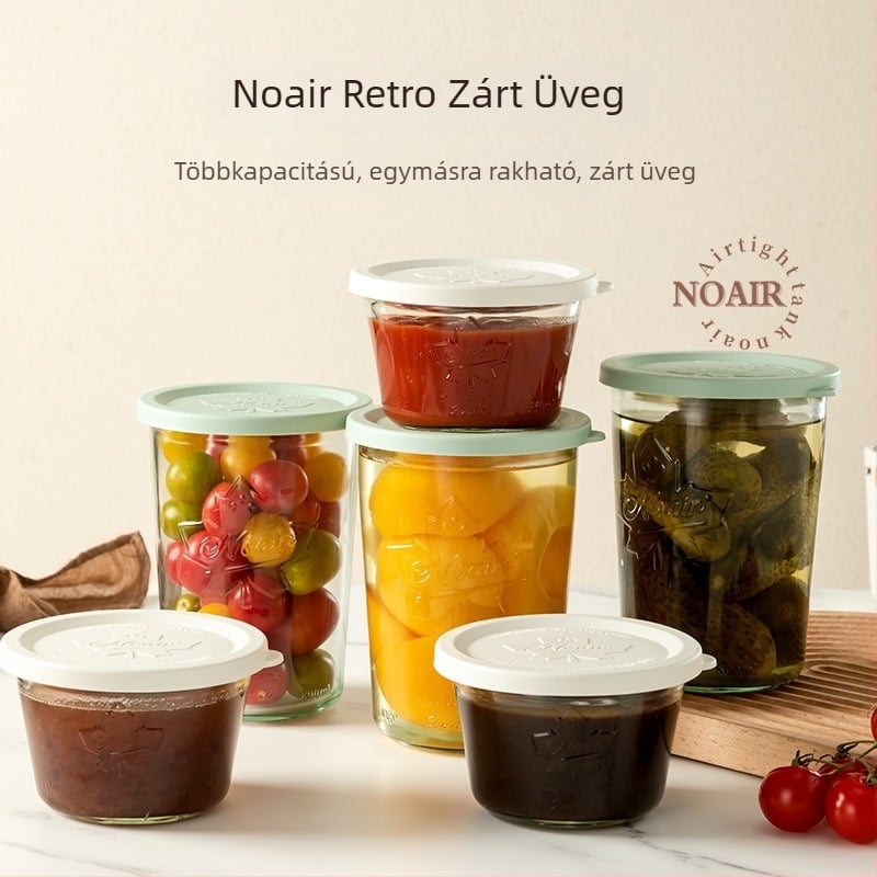 Lingfeng Átlátszó vintage üveg zárható edény gabonafélékhez, nassolnivalókhoz, száraz élelmiszerekhez, lekvárhoz és savanyúsághoz