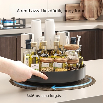 360°-os forogó fűszer- és ízesítő szervező a konyhapulton – olaj, só, szósz és ecet tárolására