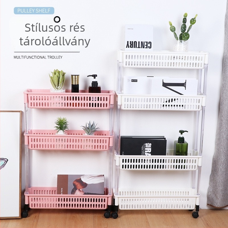 Padlón álló, több szintes tároló állvány kerékkel, konyha, hálószoba és fürdőszoba számára