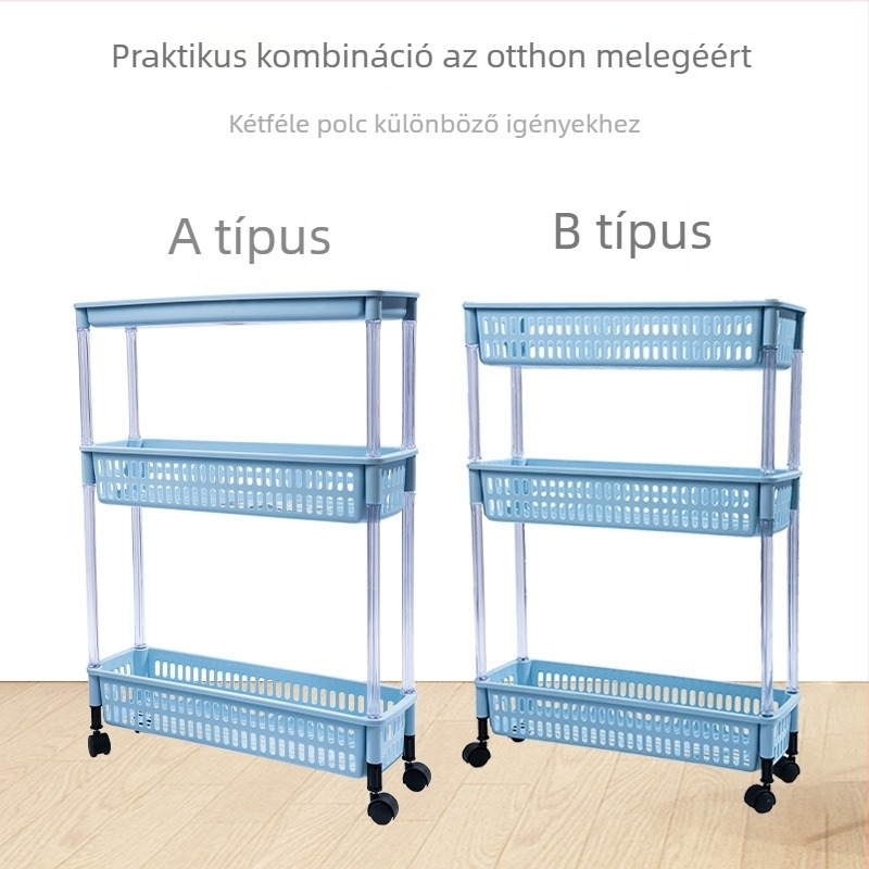 Padlón álló, több szintes tároló állvány kerékkel, konyha, hálószoba és fürdőszoba számára