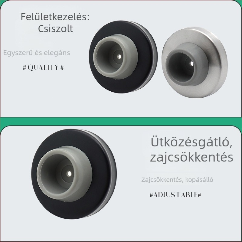 Rozsdamentes acél ajtóstop gumírozott csillapítóval üvegajtókhoz, padlóra szerelve