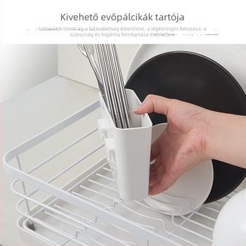 Konyhai lefolyóállvány mosogatótálakhoz, tányérokhoz és evőpálcikákhoz