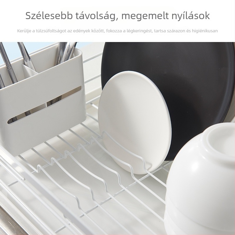 Konyhai lefolyóállvány mosogatótálakhoz, tányérokhoz és evőpálcikákhoz