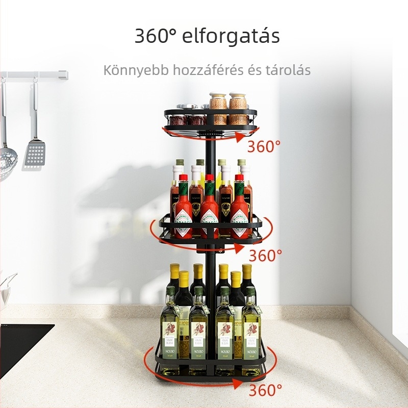 Két szintes forgatható sarok fűszertartó rozsdamentes acélból