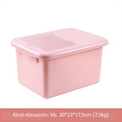 Műanyag rizstároló tartály, 10 kg kapacitás, rovar- és nedvességálló, lezárható fedél, liszt és állateledel tárolására