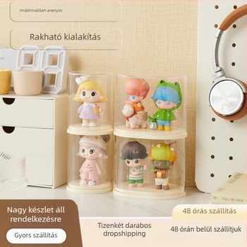 Átlátszó akril kiállító doboz blind-box figurák számára, fedéllel