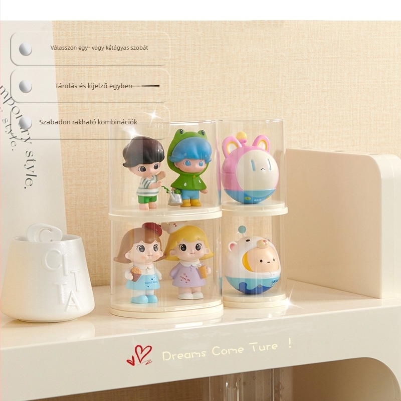 Átlátszó akril kiállító doboz blind-box figurák számára, fedéllel