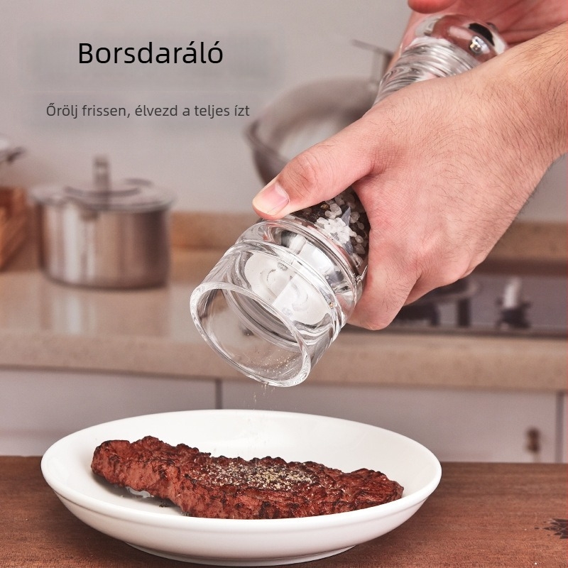 Kézi borsőrlő, akrilból készült konyhai borsőrlő