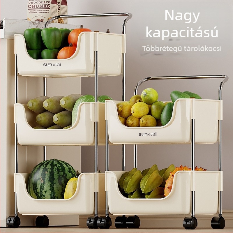 Háromszintes mobil tároló kocsi konyha és nappali számára