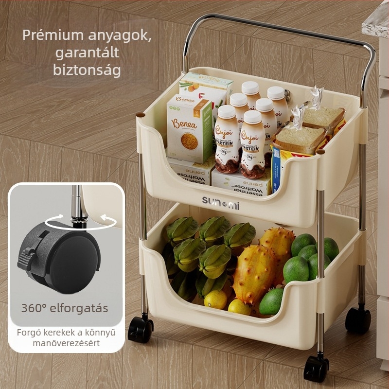Háromszintes mobil tároló kocsi konyha és nappali számára