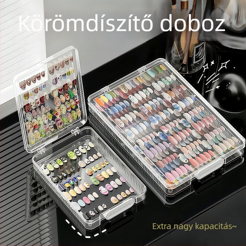 Akril köröm bemutató doboz – porvédő, átlátszó rendező a körömmintákhoz