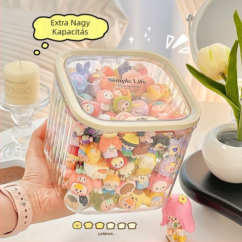 Átlátszó akril tároló doboz, nagy kapacitású, mini figurákhoz és rejtélyes dobozokhoz