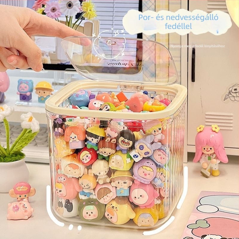 Átlátszó akril tároló doboz, nagy kapacitású, mini figurákhoz és rejtélyes dobozokhoz